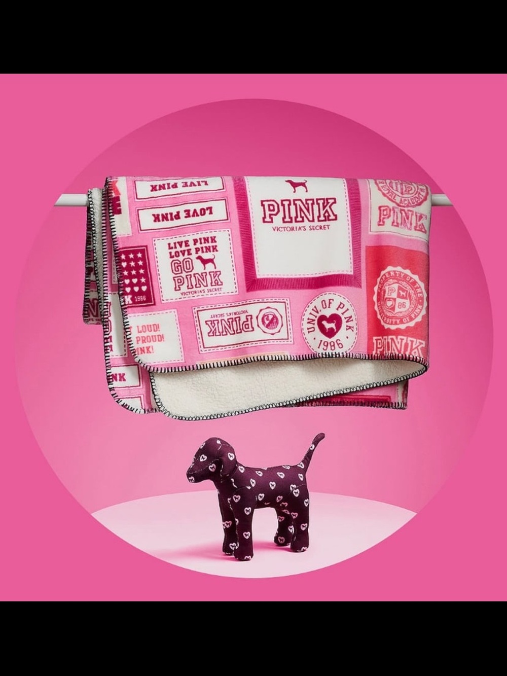 Brand New Victoria's Secret PINK Mini Dog + Cozy Plush Blanket